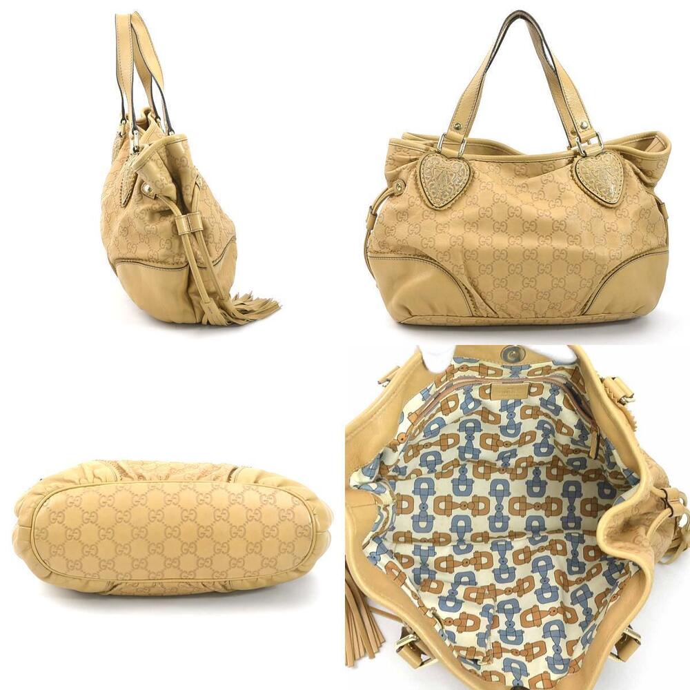 Gucci ssima Gold Beige Handbag Leather